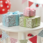 Schattige Gingham Handgetrokken Ladybug Pattern Ki Inpakpapier Vel