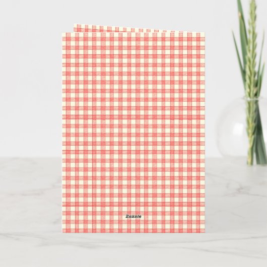 Schattige Gingham Ouderwetse Kerst Papieren Pop Kaart (Achterkant)
