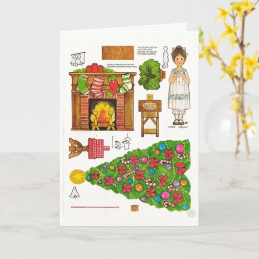 Schattige Gingham Ouderwetse Kerst Papieren Pop Kaart (Gele Bloem)