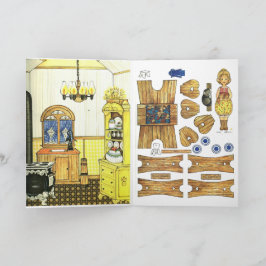 Schattige Gingham Ouderwetse Keuken, Papieren Pop Kaart