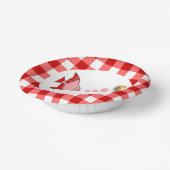 Schattige Gingham, Rode Vis & Ballon 1e Verjaardag Papieren Kommen (Gebogen)