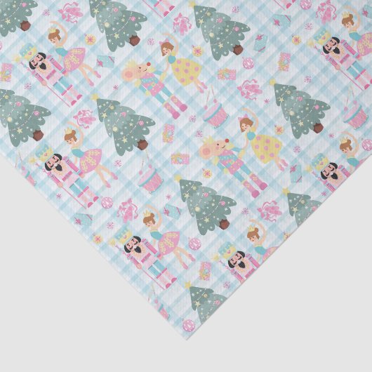 Schattige Gingham Roze Kerst Notenkraker Ballerina Tissuepapier (Detail)