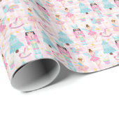 Schattige Gingham Roze Kerst Notenkraker Cadeaupapier (Rol Hoek)