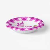 Schattige Gingham, Roze Vis & Ballon 1e Verjaardag Papieren Kommen (Gebogen)