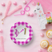 Schattige Gingham, Roze Vis & Ballon 1e Verjaardag Papieren Kommen (Feest)