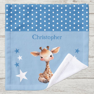 Schattige giraaf naam toevoegen polka stippen ster washandje