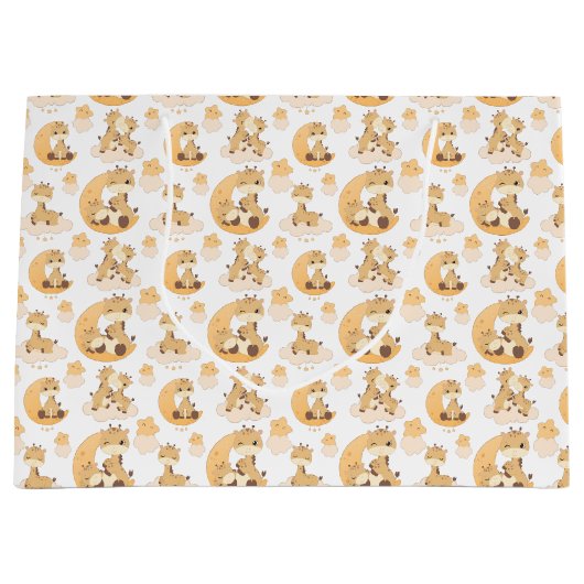 schattige giraf betegelde patroonpartij unisex groot cadeauzakje (Voorkant)