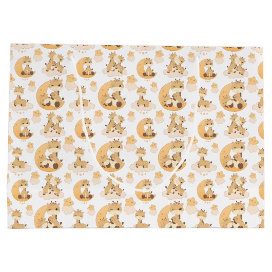 schattige giraf betegelde patroonpartij unisex groot cadeauzakje (Achterkant)