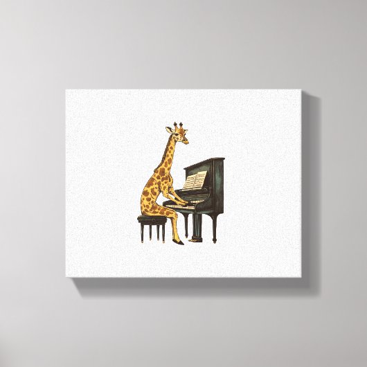 Schattige Giraf die Piano Speelt Giraffen Muzikant Canvas Afdruk (Voorkant)