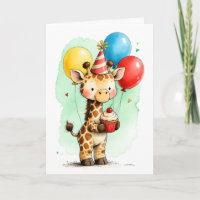 Schattige Giraf met Cupcake Kinderen Verjaardag