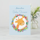 Schattige Giraf met een Bloemenkrans Baby Shower Kaart (Staand voorkant)