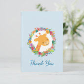 Schattige Giraf met een Bloemenkranz Feest Bedankt Kaart (Staand voorkant)