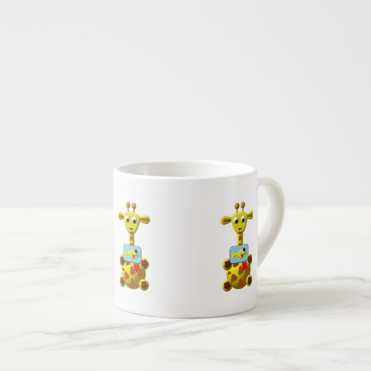 Schattige Giraf met Goudvis Espresso Kop (Voorkant rechts)
