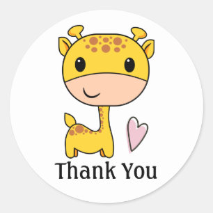 Schattige Giraf Met Hart Dank Je  Ronde Sticker