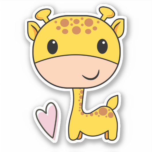 Schattige Giraf Met Hart Sticker (Voorkant)