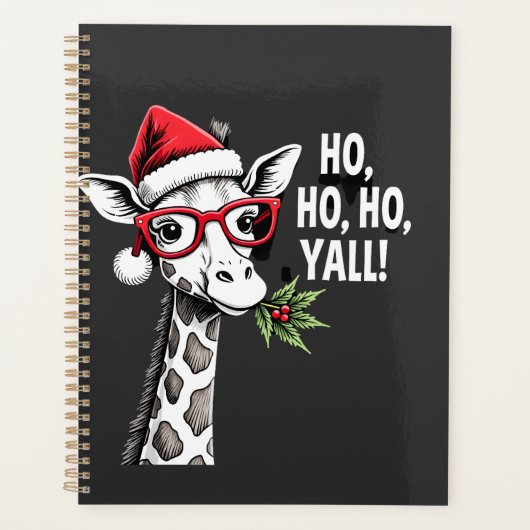 Schattige Giraf Met Kerstman Hoed Prettig Kerstmis Planner (Voorkant)