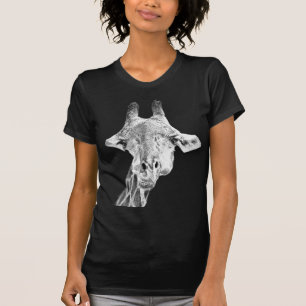 Schattige Giraf Zwart & Wit Modern Grappig Dier T-shirt