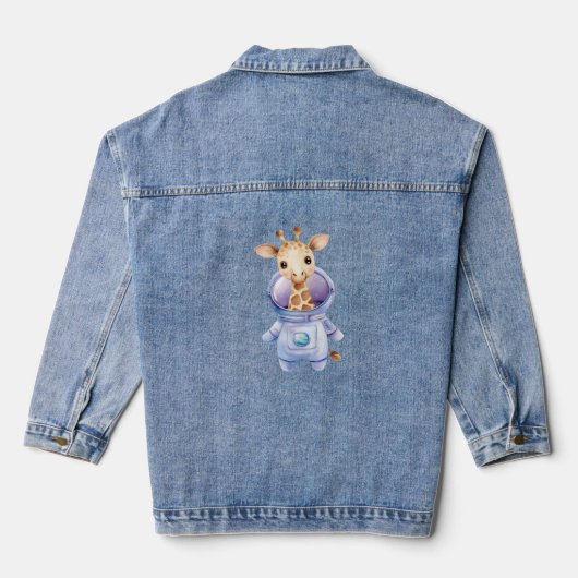 Schattige Giraffe Astronaut Illustratie Classic T- Denim Jacket (Achterkant)