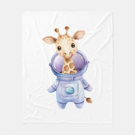 Schattige Giraffe Astronaut Illustratie Classic T- Fleece Deken (Voorkant)