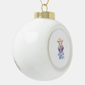Schattige Giraffe Astronaut Illustratie Classic T- Keramische Bal Ornament (Links)