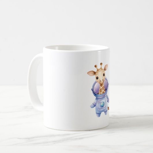 Schattige Giraffe Astronaut Illustratie Classic T- Koffiemok (Voorkant links)