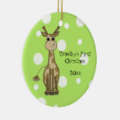 Schattige Giraffe Baby's Eerste Kerstmis Keramisch Ornament (Rechts)