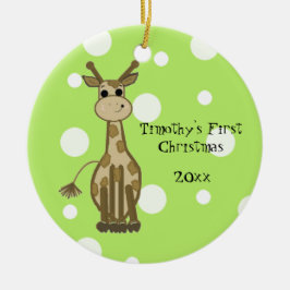 Schattige Giraffe Baby's Eerste Kerstmis Keramisch Ornament