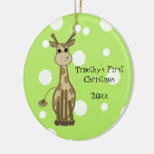 Schattige Giraffe Baby's Eerste Kerstmis Keramisch Ornament (Links)
