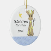 Schattige Giraffe Baby's Eerste Kerstmis Keramisch Ornament (Rechts)