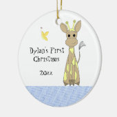 Schattige Giraffe Baby's Eerste Kerstmis Keramisch Ornament (Links)