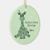 Schattige Giraffe Baby's Eerste Kerstmis Keramisch Ornament (Rechts)