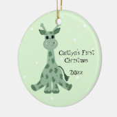 Schattige Giraffe Baby's Eerste Kerstmis Keramisch Ornament (Links)