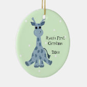Schattige Giraffe Baby's Eerste Kerstmis Keramisch Ornament (Rechts)
