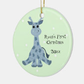 Schattige Giraffe Baby's Eerste Kerstmis Keramisch Ornament (Links)