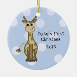 Schattige Giraffe Baby's Eerste Kerstmis Keramisch Ornament