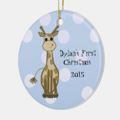 Schattige Giraffe Baby's Eerste Kerstmis Keramisch Ornament (Links)