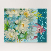 Schattige Giraffe Bloemen Legpuzzel (Horizontaal)