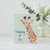 Schattige Giraffe Denkt Aan Jou Briefkaart (Staand voorkant)