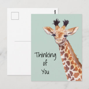 Schattige Giraffe Denkt Aan Jou Briefkaart