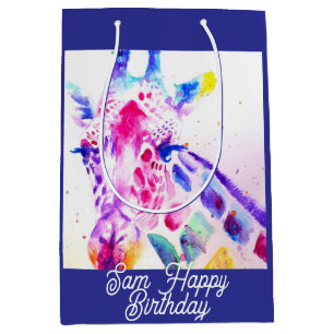 Schattige Giraffe Dierentuin Dier Patroon Waterver Medium Cadeauzakje