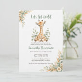 Schattige Giraffe Eerste Verjaardag Kaart (Staand voorkant)