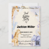 Schattige Giraffe en olifant 2e verjaardag Kaart (Voorkant)