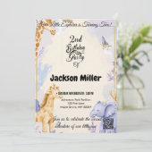 Schattige Giraffe en olifant 2e verjaardag Kaart (Staand voorkant)