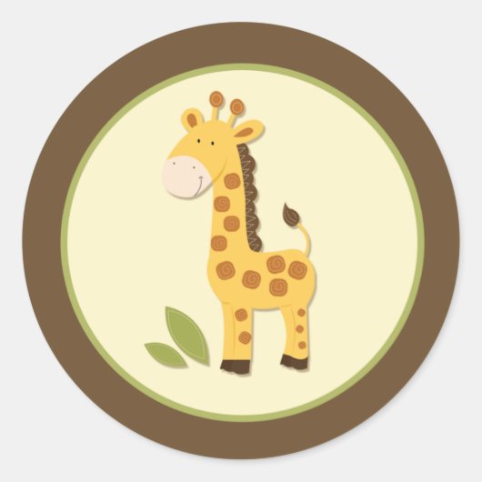 Schattige Giraffe Envelope Seals of Toppers Ronde Sticker (Voorkant)