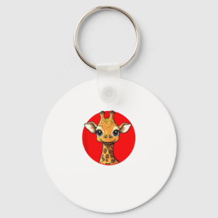 Schattige Giraffe Face Big Eyed Cartoon Art Sleutelhanger