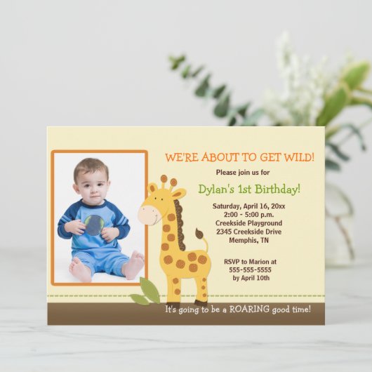 Schattige Giraffe *FOTO* Birthday 5x7 Kaart (Staand voorkant)