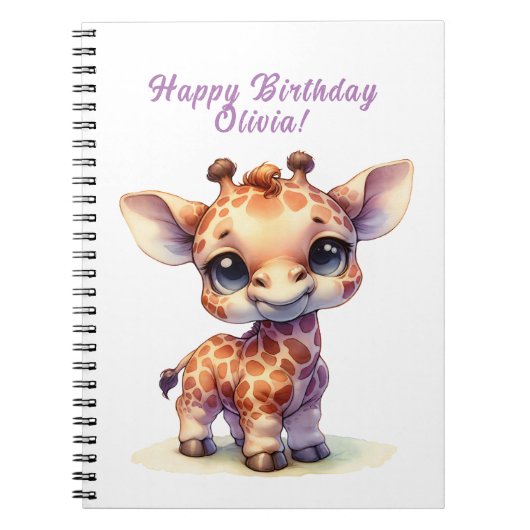 Schattige giraffe gefeliciteerd notitieboek (Voorkant)