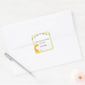 schattige giraffe gele neutrale baby shower vierkante sticker (Envelop)