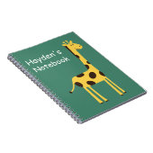 Schattige giraffe gepersonaliseerd groen notitieboek (Rechterzijde)