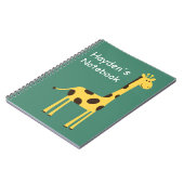 Schattige giraffe gepersonaliseerd groen notitieboek (Linkerzijde)